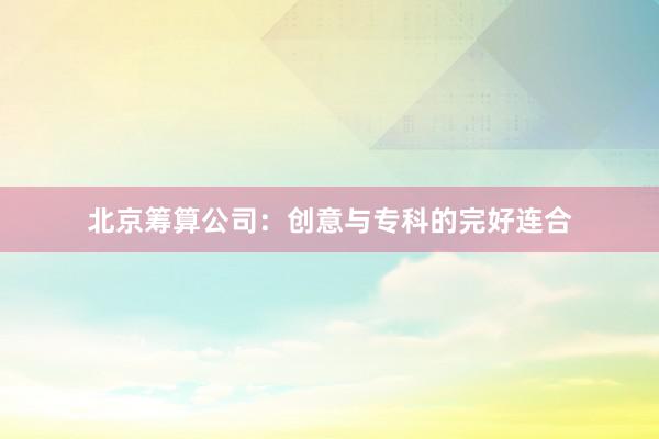 北京筹算公司：创意与专科的完好连合